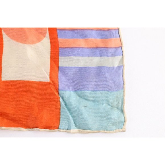 Vtg 60s 70s Mid Century Modern Elsa Schiaparelli Geometric Silk Scarf Wrap USA - Picture 7 of 7